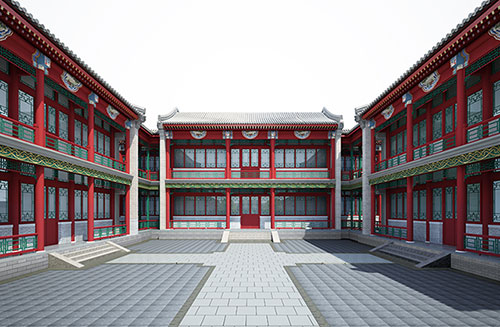 调楼镇北京四合院设计古建筑鸟瞰图展示