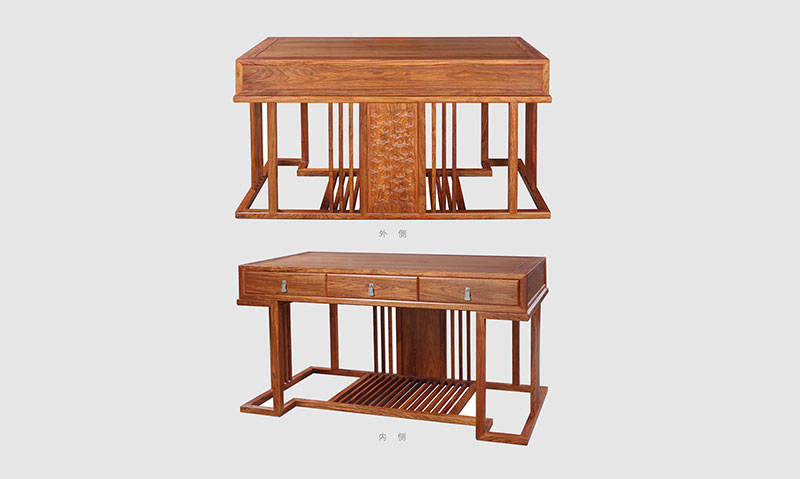 调楼镇 别墅中式家居书房装修实木书桌效果图
